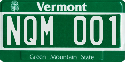 VT license plate NQM001