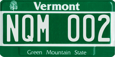VT license plate NQM002