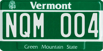 VT license plate NQM004