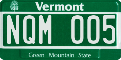 VT license plate NQM005