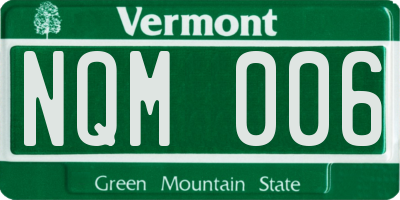 VT license plate NQM006