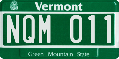 VT license plate NQM011
