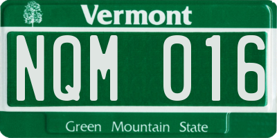 VT license plate NQM016