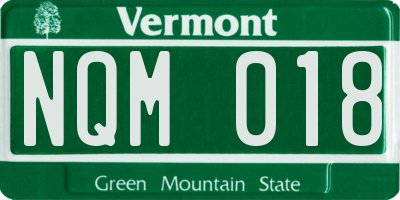 VT license plate NQM018