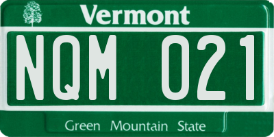 VT license plate NQM021