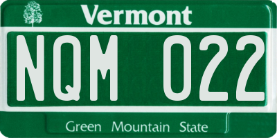VT license plate NQM022