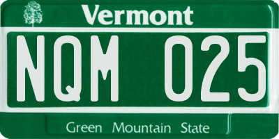 VT license plate NQM025
