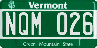 VT license plate NQM026