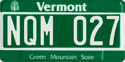 VT license plate NQM027