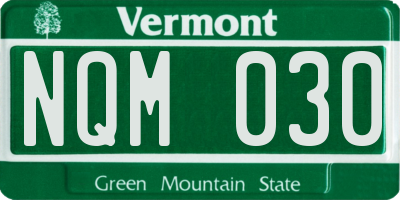 VT license plate NQM030