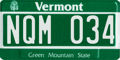 VT license plate NQM034
