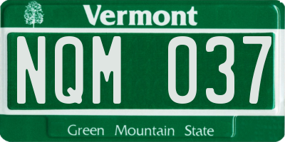 VT license plate NQM037