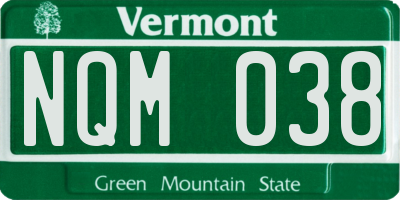 VT license plate NQM038