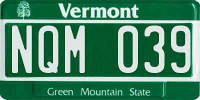 VT license plate NQM039
