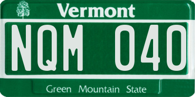 VT license plate NQM040