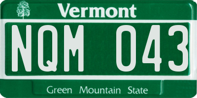 VT license plate NQM043