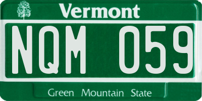 VT license plate NQM059