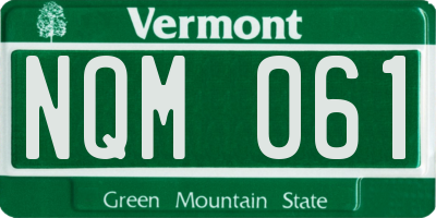 VT license plate NQM061