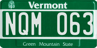 VT license plate NQM063