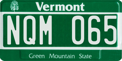 VT license plate NQM065