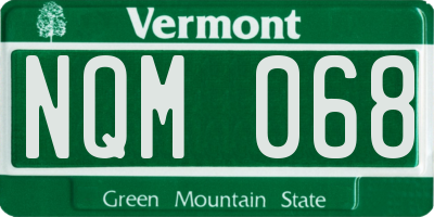 VT license plate NQM068