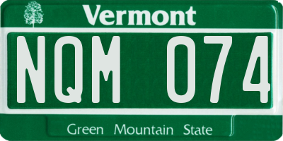 VT license plate NQM074
