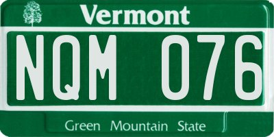 VT license plate NQM076