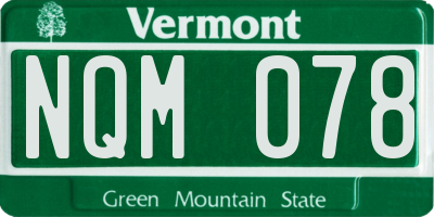 VT license plate NQM078