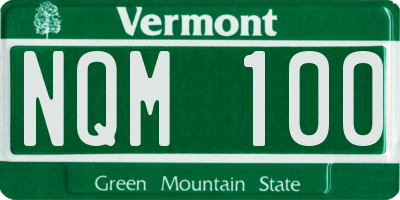 VT license plate NQM100