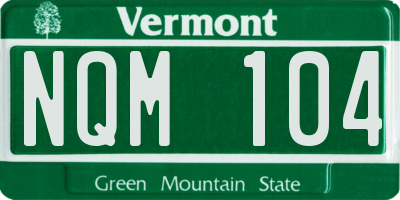VT license plate NQM104
