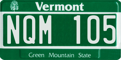 VT license plate NQM105
