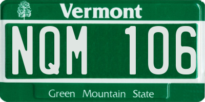 VT license plate NQM106