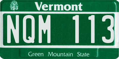 VT license plate NQM113