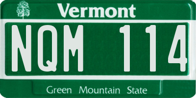 VT license plate NQM114