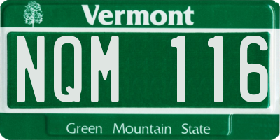VT license plate NQM116