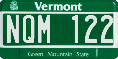 VT license plate NQM122