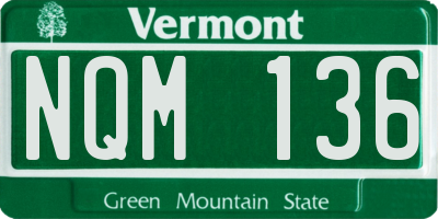 VT license plate NQM136