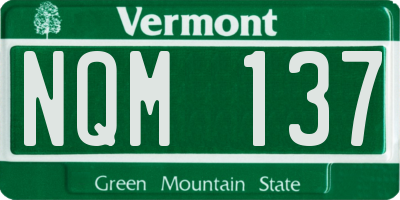 VT license plate NQM137