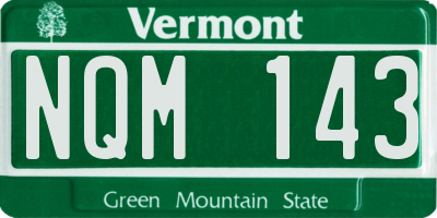 VT license plate NQM143