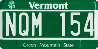 VT license plate NQM154