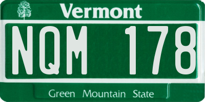 VT license plate NQM178