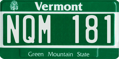 VT license plate NQM181