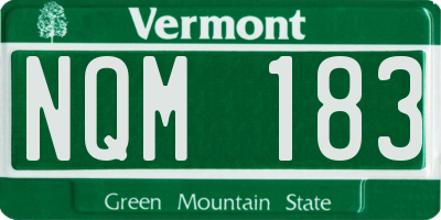 VT license plate NQM183