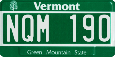 VT license plate NQM190