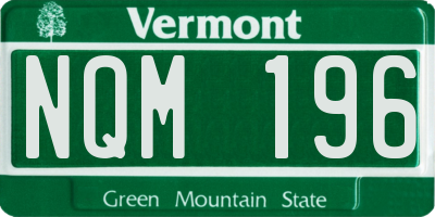 VT license plate NQM196