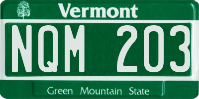 VT license plate NQM203