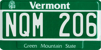 VT license plate NQM206
