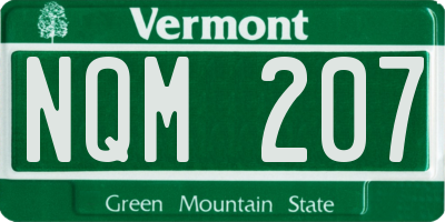 VT license plate NQM207