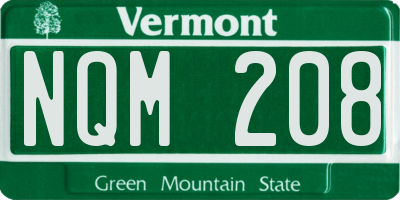 VT license plate NQM208