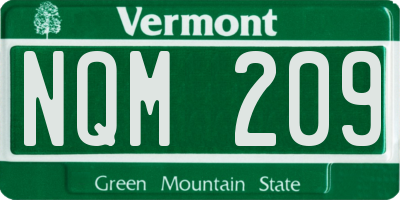 VT license plate NQM209